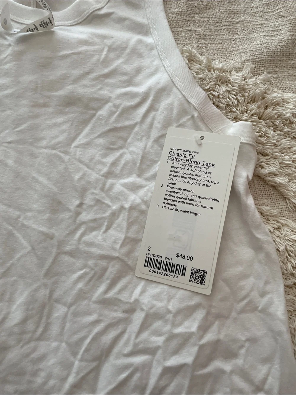 Nwt lululemon classic-fit Cotton Blend Tank Size 2